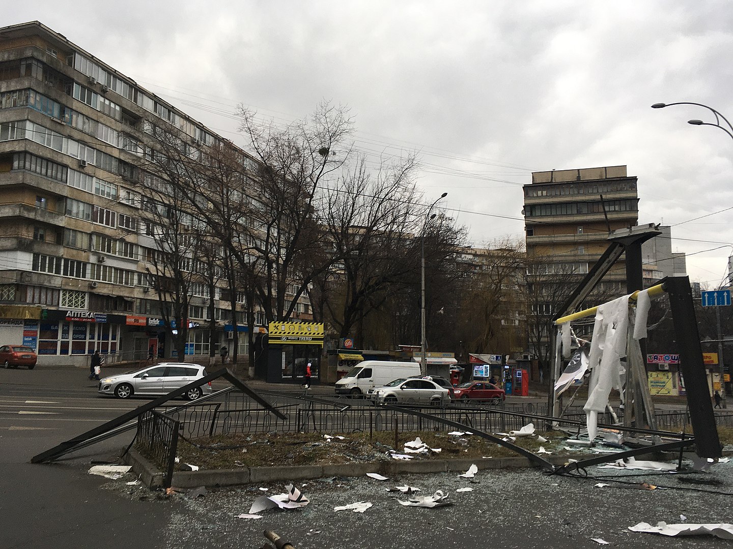 Damage from explosion in Ukraine.